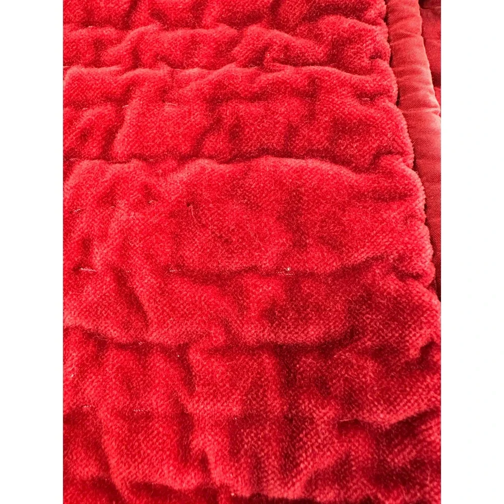 Pottery Barn Habotai Silk Cotton Velvet Quilted Pillow Sham Standard Red Cottage